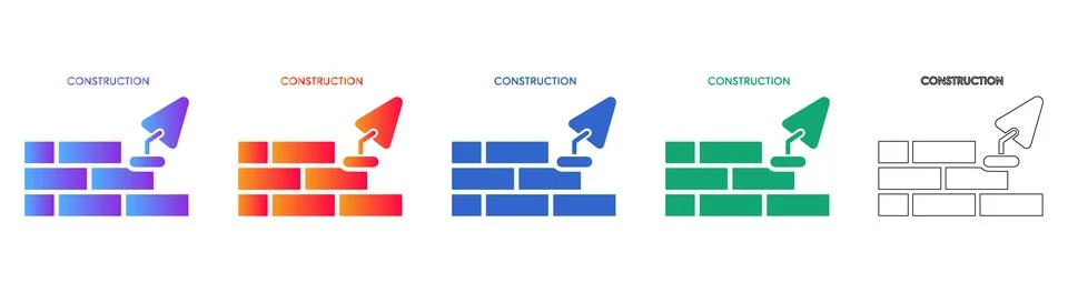 Construction Brick Wall and Trowel Icons Stock Illustration