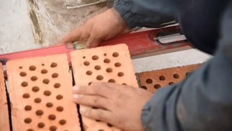 Construction of a brick wall Video stock 80960813