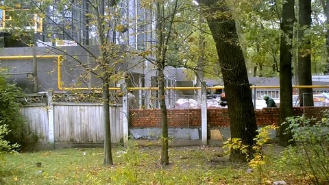 Construction Of Brick Wall On The Front View Stock Footage 84067093