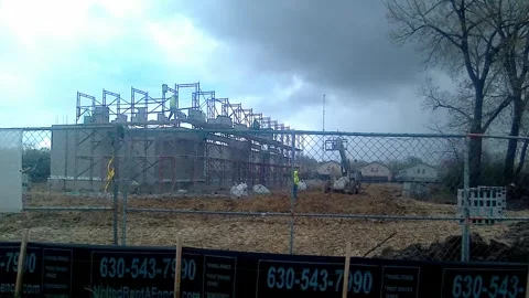 Construction, Bricklayers, Castle Car Wash, Harvey IL Video stock 244268520
