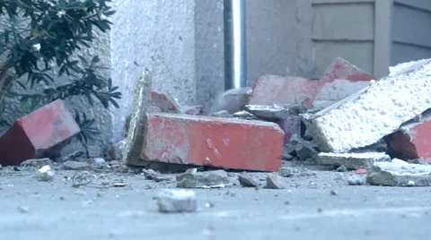 Construction Bricks falling in Slomo Stock Footage 35769442
