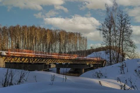 Construction of a bridge on the M5 motorway Stock Photos
