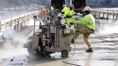 Construction bridge maintenance Stock Footage 73778316