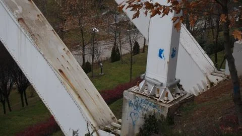 Construction bridge white Stock Photos