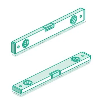 Construction bubble level tool. Outline objects isolated on a white backgro.. Stock Illustration