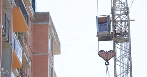 Construction. Buidling, crane, sky. Stock Footage 53857316