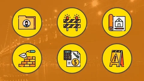 Construction Builder - Flat Icons Stock After Effects