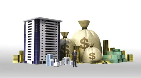 Construction building and make city with cash, money,  construction development Video stock 62663481