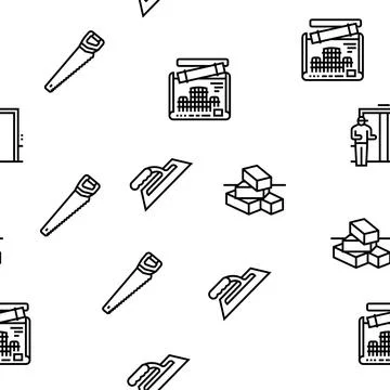 Construction Building And Repair Vector Seamless Pattern Stock Illustration
