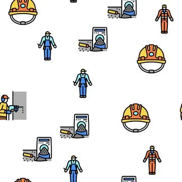Construction Building And Repair Vector Seamless Pattern 스톡 일러스트