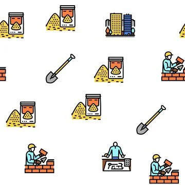 Construction Building And Repair Vector Seamless Pattern Stock Illustration