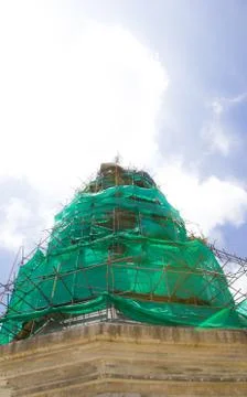 Construction of a building and sky background Stock Photos
