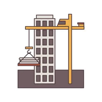 Construction building and tower crane Ilustración de archivo