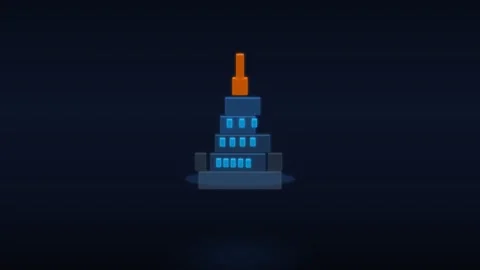 Construction Building Assembly Loop, Structure Formation and Disassembly Animati 스톡 동영상 333631415