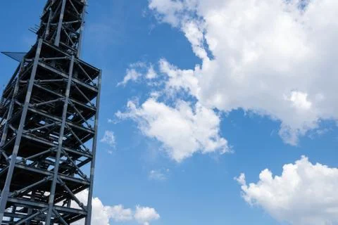 Construction of building a beautiful sky background. Steel Structures. Constr Stock Photos