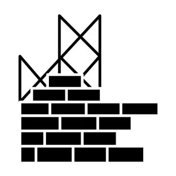 Construction building brick wall icon, vector illustration, black sign on Ilustración de archivo