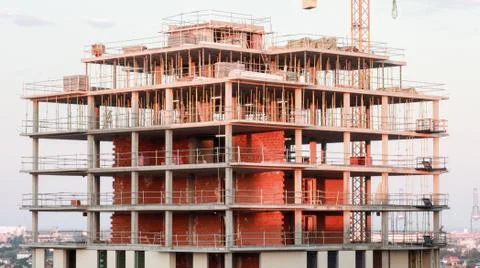 Construction of a building with bricks Stock Photos