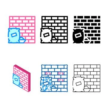 Construction building color icon vector multistyle line Stock Illustration
