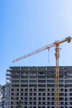 Construction of a building. Construction site with crane. Business, development 写真素材