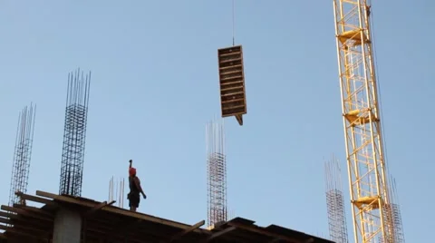 Construction. Building. Crane. Stockbeeldmateriaal 49992457