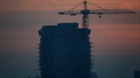 Construction building at dusk Stock Footage 53302262