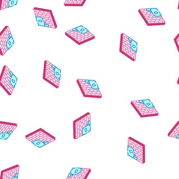 Construction building isometric icon seamless pattern sign 스톡 일러스트