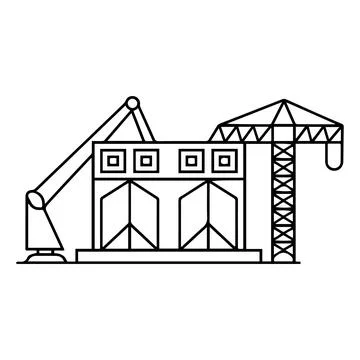 Construction building line art crane architecture icon design Stock Illustration