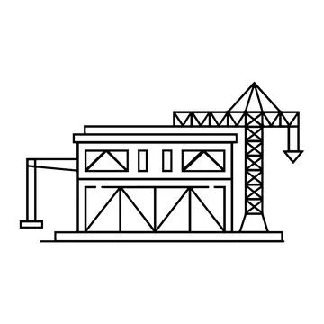Construction building line art crane architecture icon design Stock Illustration