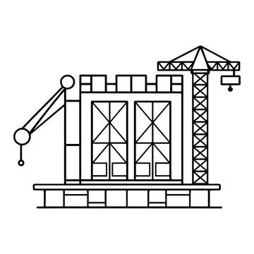 Construction building line art crane architecture icon design Stock Illustration