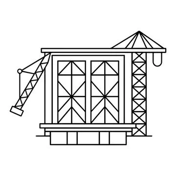 Construction building line art crane architecture icon design Stock Illustration