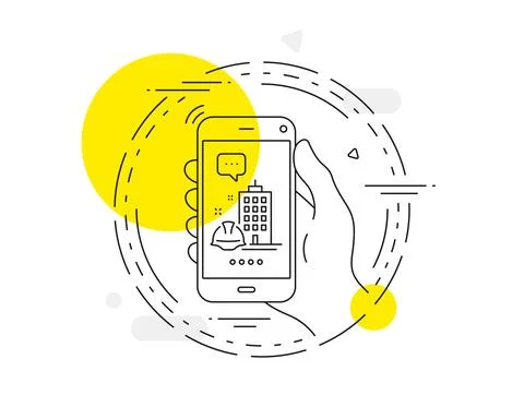 Construction building line icon. Engineer or architect helmet sign. Vector Stock Illustration