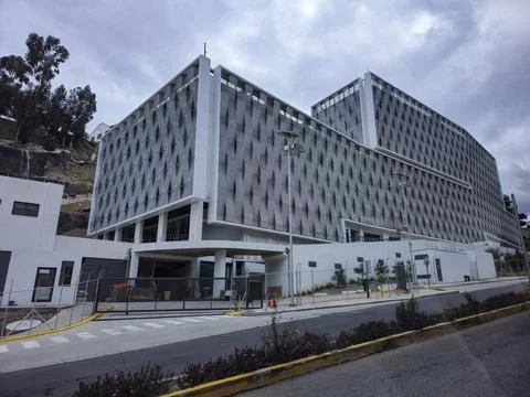 Construction of a building with modern architecture Stock Photos