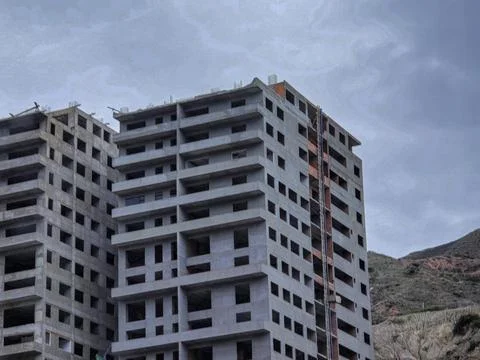 Construction of a building with modern architecture Stock Photos