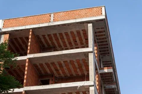 Construction of Building with No Window and Walls Stock Photos