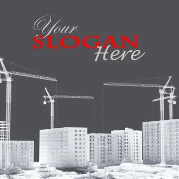 Construction building project overview. 3d render Stock Illustration