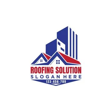 Construction building roofing solution service logo icon design template Stock Illustration