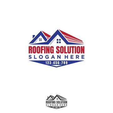 Construction building roofing solution service logo icon design template Ilustración de archivo