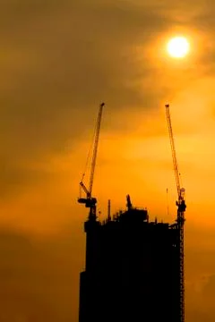 Construction building silhouettes Stock Photos