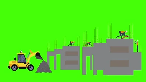 Construction building site animation wit... | Stock Video | Pond5
