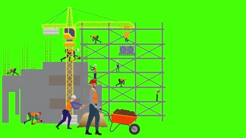 Construction building site animation wit... | Stock Video | Pond5