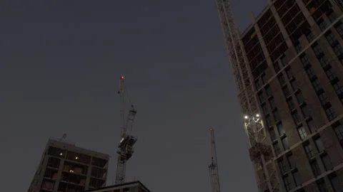 Construction building site at dusk, Wembley, Brent, London, England Stock Footage 241520114