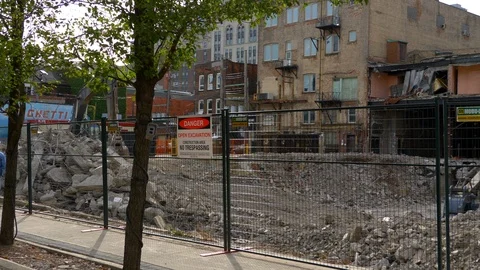 Construction Building Site Equipment Engineering Building Excavation Area Fence Stock Footage 120489493