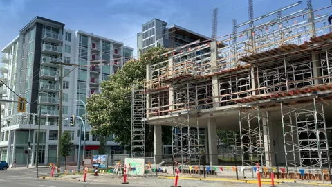 Construction Building Site, Industrial Development Project Site Background Stock Footage 131063004