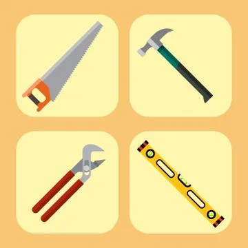 Construction building tools carpenter industry worker equipment vector Stock Illustration