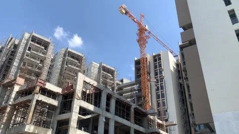 Construction building with tower cranes Vídeos de archivo 240602531