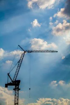 Construction of building with tower cranes Stock Photos