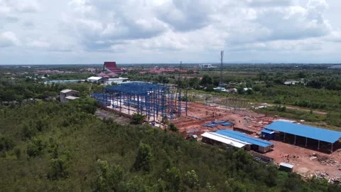 Construction of a building using iron as the frame Stock Footage 325642262