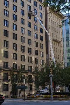 Construction of a building using in New York City Stock Photos