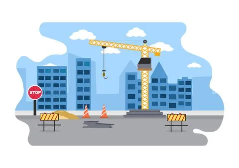 Construction of Building Vector illustration. Architecture Makes Foundation,  Stock Illustration
