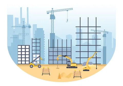 Construction of Building Vector illustration. Architecture Makes Foundation,  Stock Illustration